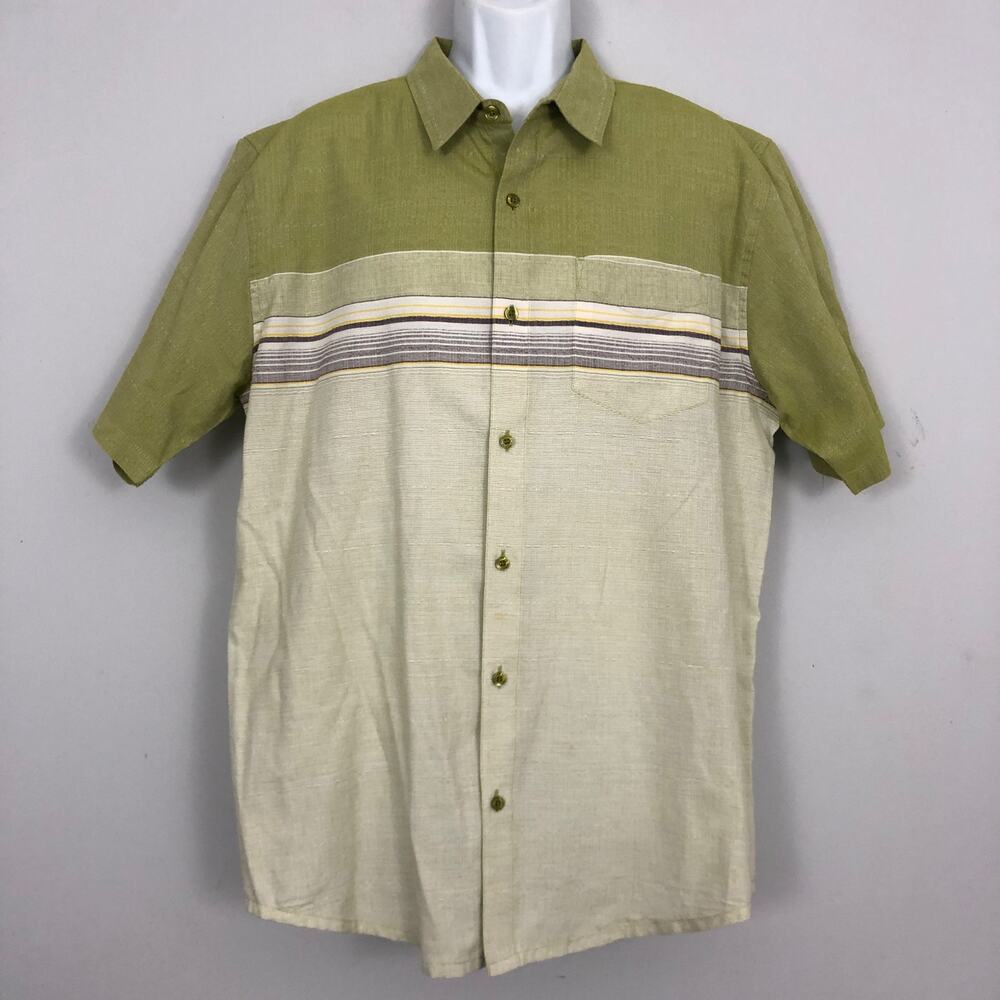 prAna Camino Short Sleeve Mens XL Green Button Down Shirt Gorpcrore Outdoor - Picture 1 of 9